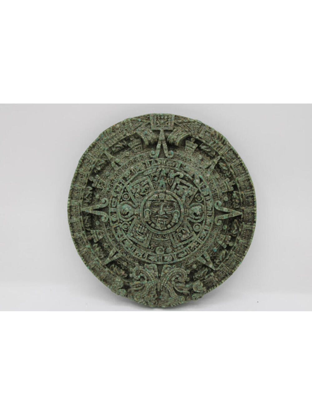 Vintage Mayan Calendar Green Hanging Wall Art 1981 Stone Like 7" Wide